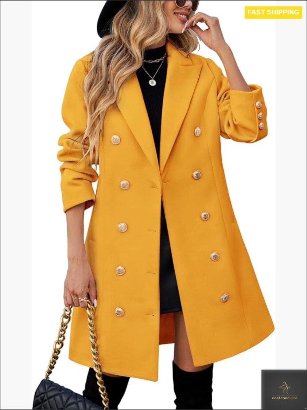 Wool Peacoat Double Breasted Midi Trench Classic Work Winter Coat